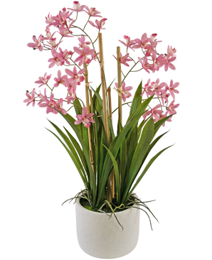 Plante artificielle Mini Cymbidium Real Touch 58 cm rose