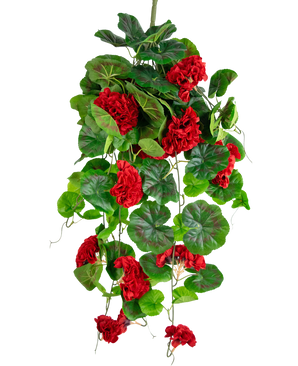 Plante artificielle tombante géranium 75 cm rouge