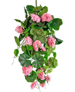 Plante artificielle tombante géranium 75 cm rose