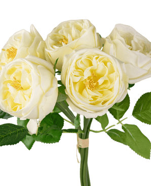 Bouquet de roses artificielles "Carmen" Real Touch blanc crème 36 cm