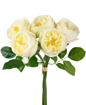 Bouquet de roses artificielles "Carmen" Real Touch blanc crème 36 cm