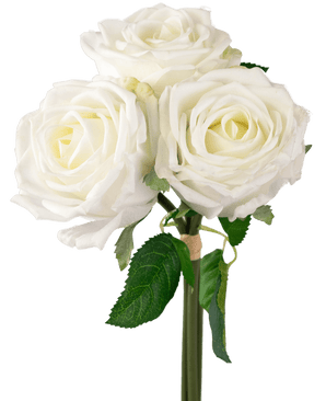 Bouquet de roses artificielles Real Touch blanc 30 cm