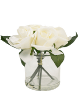 Bouquet de roses artificielles Real Touch blanc 18 cm