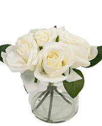 Bouquet de roses artificielles Real Touch blanc 18 cm