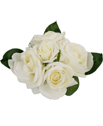 Bouquet de roses artificielles Real Touch blanc 18 cm