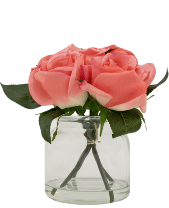 Bouquet de roses artificielles Real Touch rose 18 cm