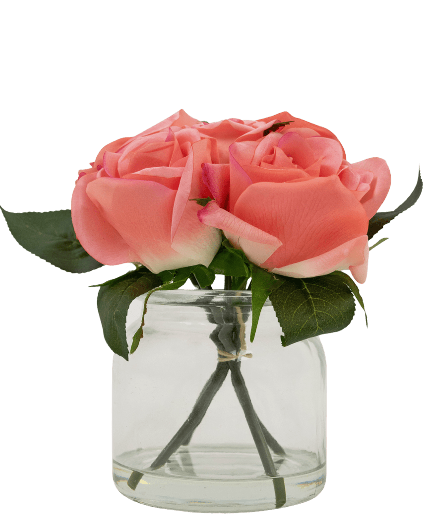 Bouquet de roses artificielles Real Touch rose 18 cm