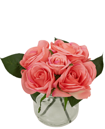 Bouquet de roses artificielles Real Touch rose 18 cm