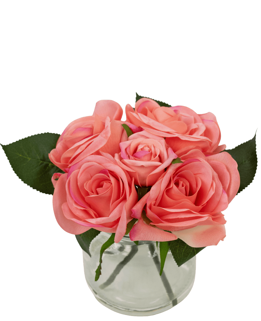 Bouquet de roses artificielles Real Touch rose 18 cm