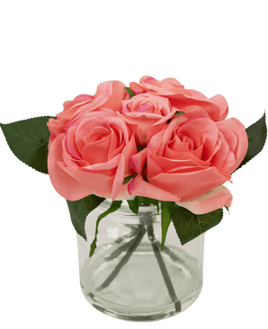 Bouquet de roses artificielles Real Touch rose 18 cm