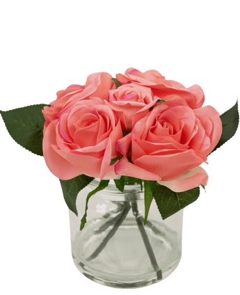 Bouquet de roses artificielles Real Touch rose 18 cm