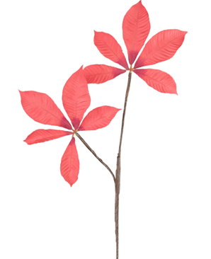 Branche artificielle Feuille de châtaignier rouge 63 cm