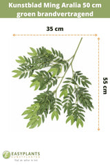 Feuille artificielle Ming Aralia verte ignifugée 50 cm