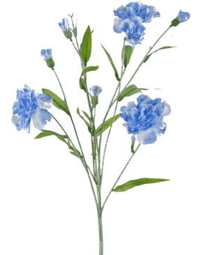 Fleur artificielle grappe d'œillets 70 cm bleu