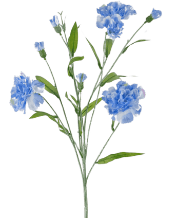 Fleur artificielle grappe d'œillets 70 cm bleu