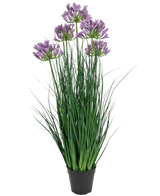 Herbe artificielle violette Agapanthus onion grass pot 90 cm ignifuge