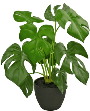 Monstera artificielle 40 cm en pot d'ornement noir