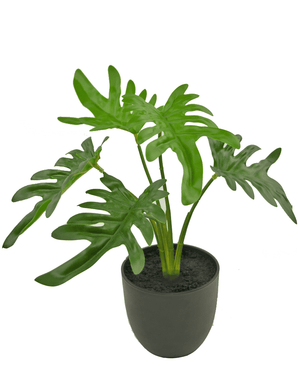 Philodendron artificiel 26 cm dans un pot ornemental noir