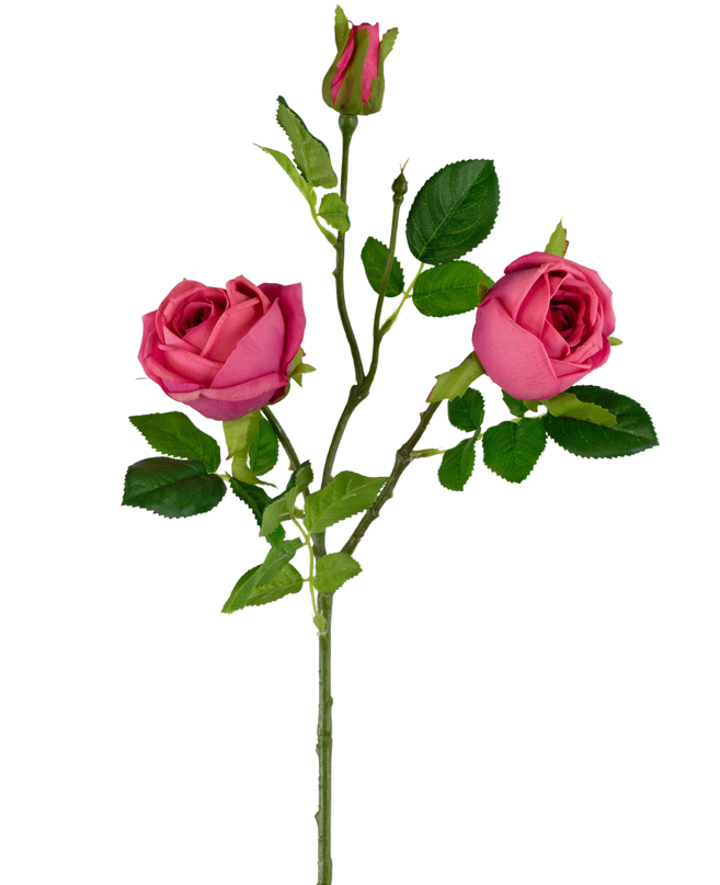 Branche de rose artificielle Real Touch rose foncé 72 cm