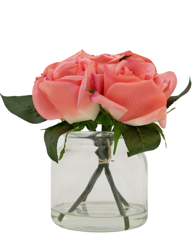 Bouquet de roses artificielles Real Touch rose 18 cm