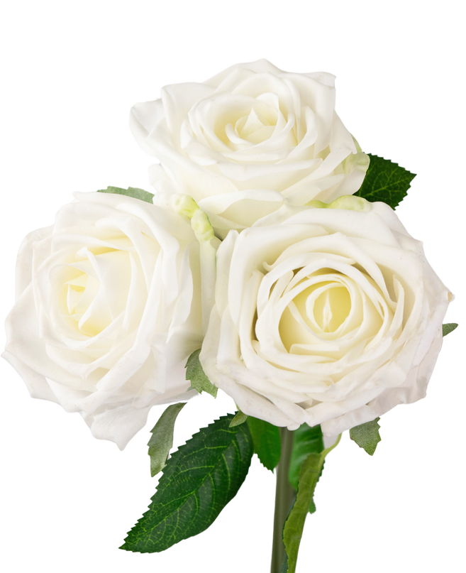 Bouquet de roses artificielles Real Touch blanc 30 cm