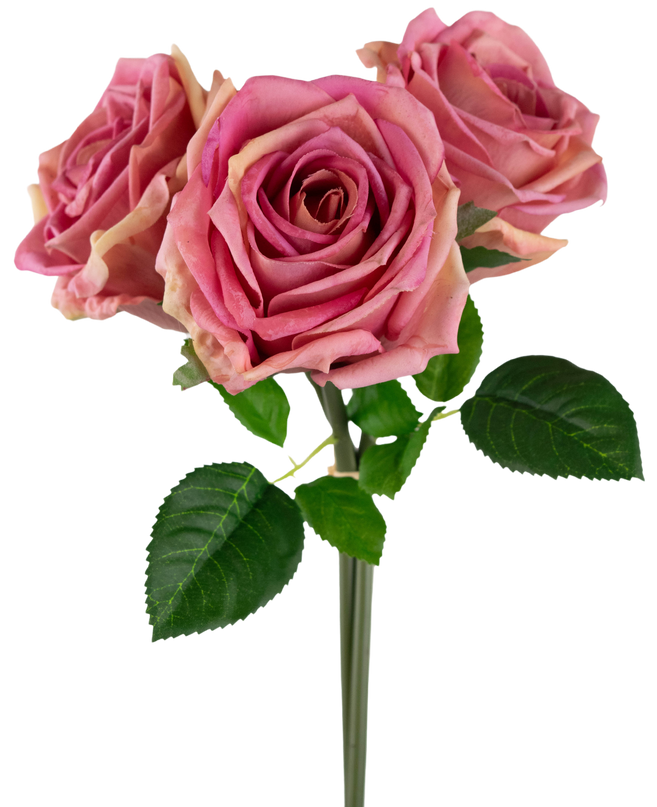 Bouquet de roses artificielles Real Touch rose ancien 30cm