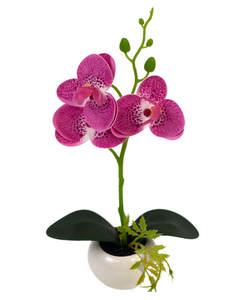 Orchidée artificielle 28 cm rose dans un pot