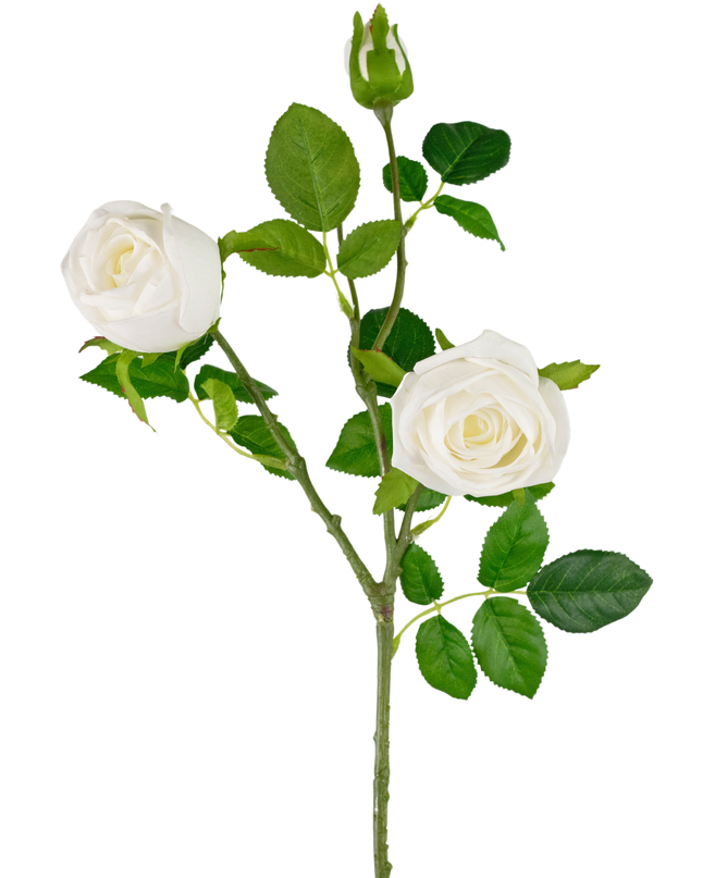Branche de rose artificielle Real Touch blanc 72 cm