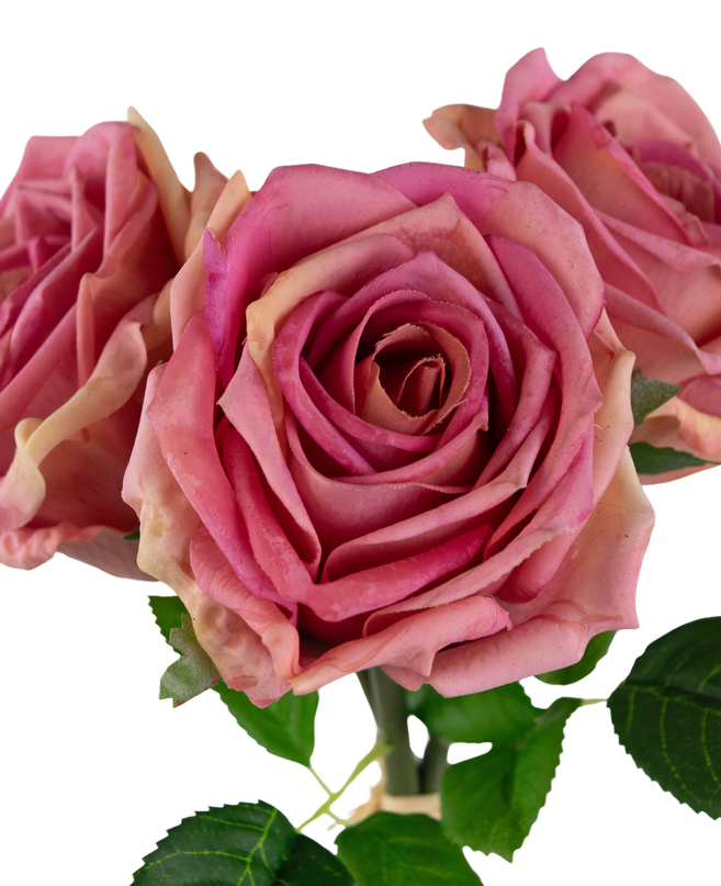 Bouquet de roses artificielles Real Touch rose ancien 30cm