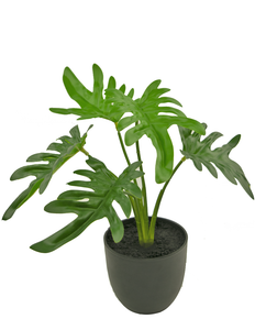 Philodendron artificiel 26 cm dans un pot ornemental noir