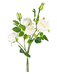 Branche de rose artificielle double Real Touch blanc 80cm